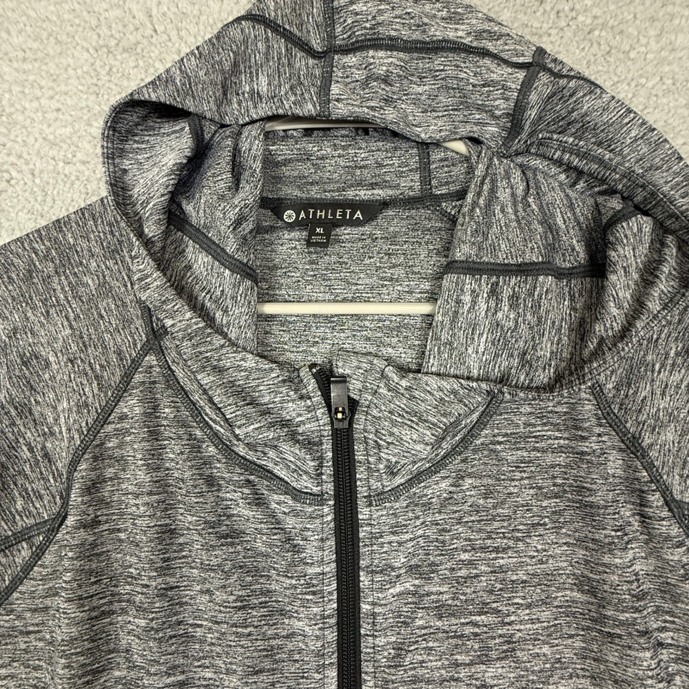 ATHLETA Pacifica Baja Gray Heathered Full Zip‎ Hoodie Long Sleeve Thumbholes XL - Picture 2 of 9